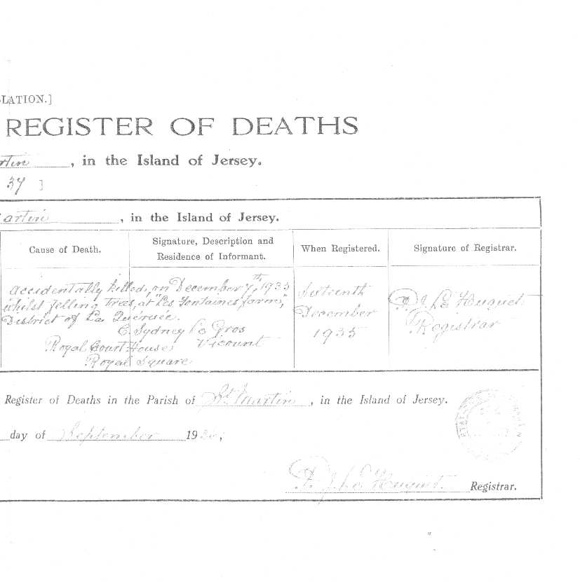 Ernest Pierre Bihet - copy of death certificate