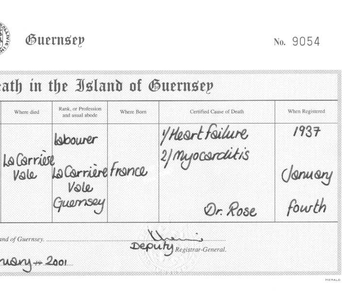 Pierre Franois Desir Bihet - copy of death certificate